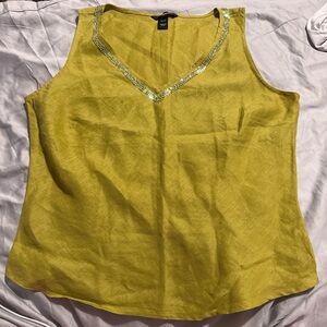 H&M olive Tank Top with Sequin Trim